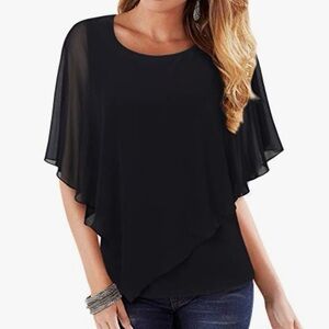Chic Black Draped Blouse